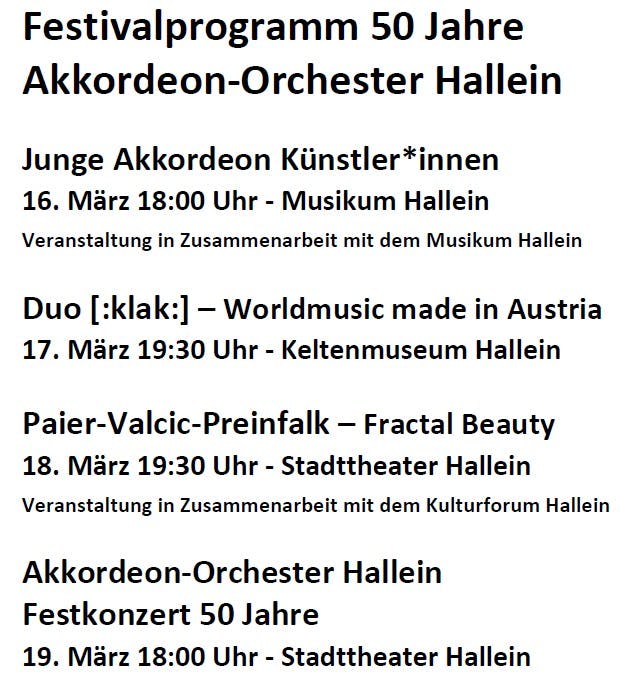 Akkordeon Orchester Hallein Festkonzert 50 Jahre